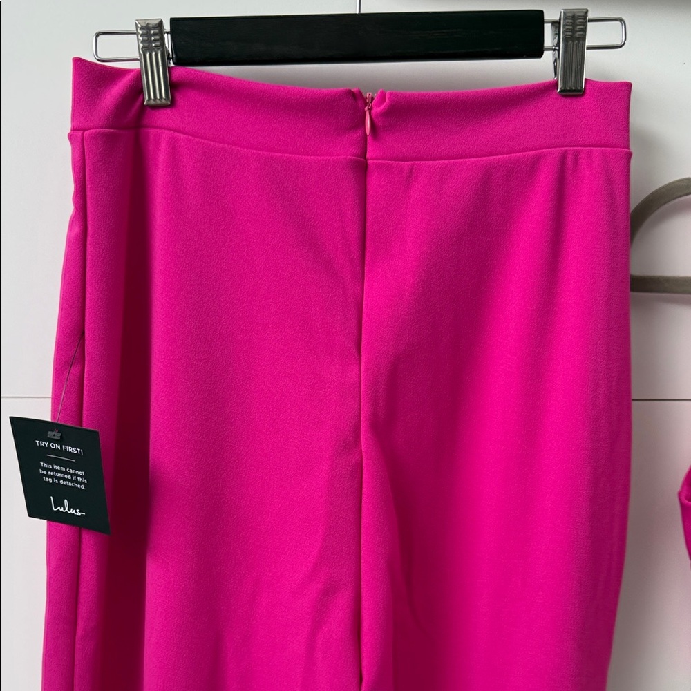 Lulu's Fuchsia Wide Leg Pants & Crop Top Set - Picture 7 of 9